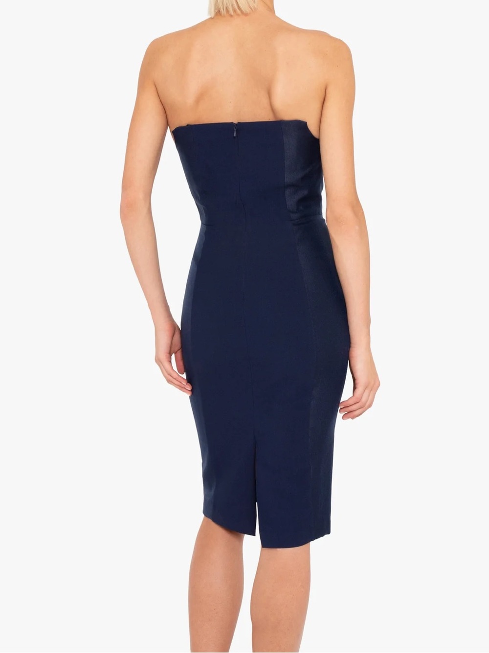 BLACK HALO NWT Lena Strapless Belted Sheath Dress Navy 6 - Picture 3 of 14